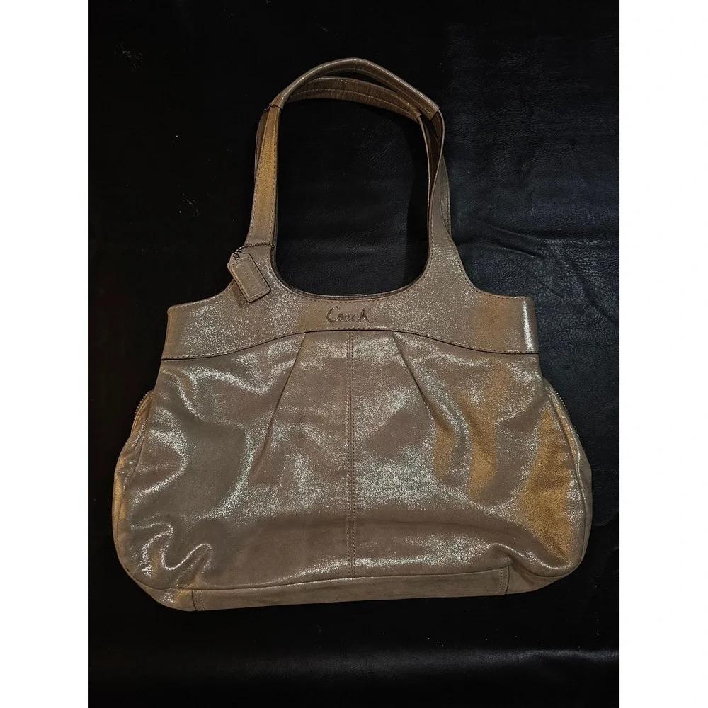 Coach Ergo Lexi Shimmer Hobo Champagne Gold Metallic Satchel Purse